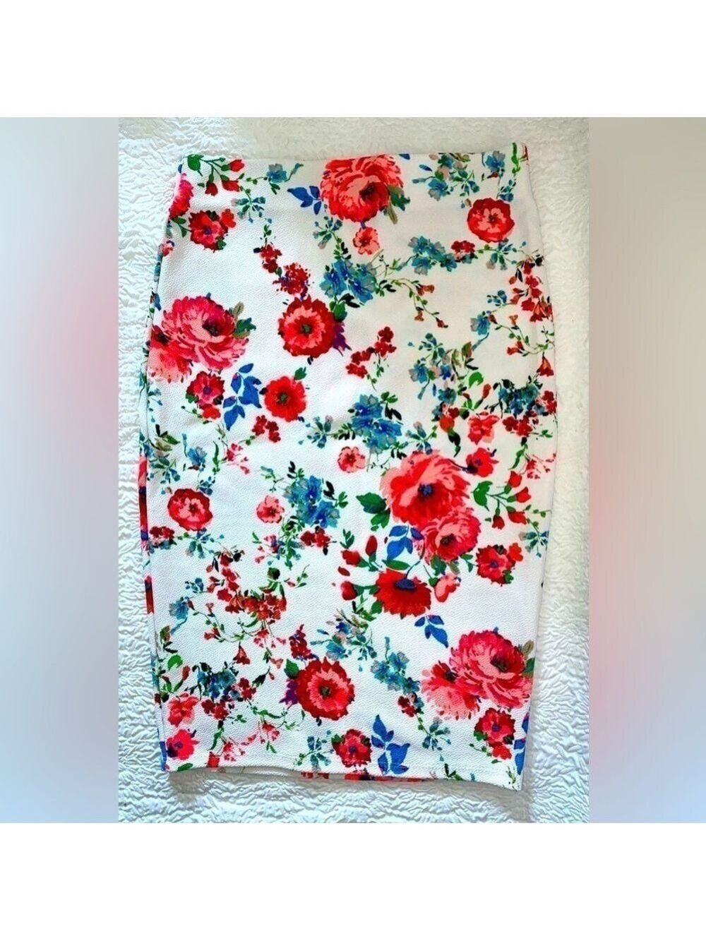 Brat Star Textured Floral Print Pencil Skirt